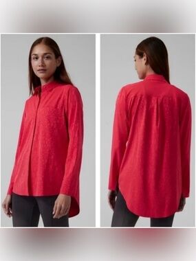 ATHLETA | Vibrant Urbanite Animal Print | Long-Sleeve Button-Down Shirt